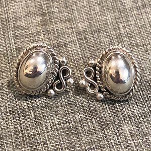TAXCO Sterling Silver Southwest Rope Design Stud Earrings